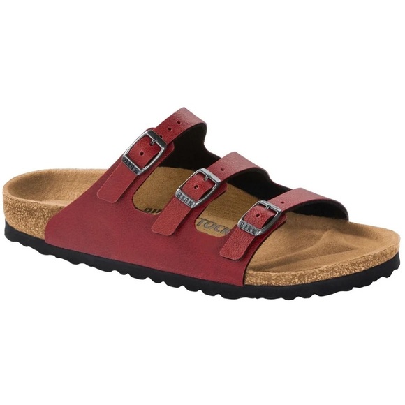 Birkenstock Shoes - Birkenstock Florida Birko-Flor Pull Up Sandals Burgundy